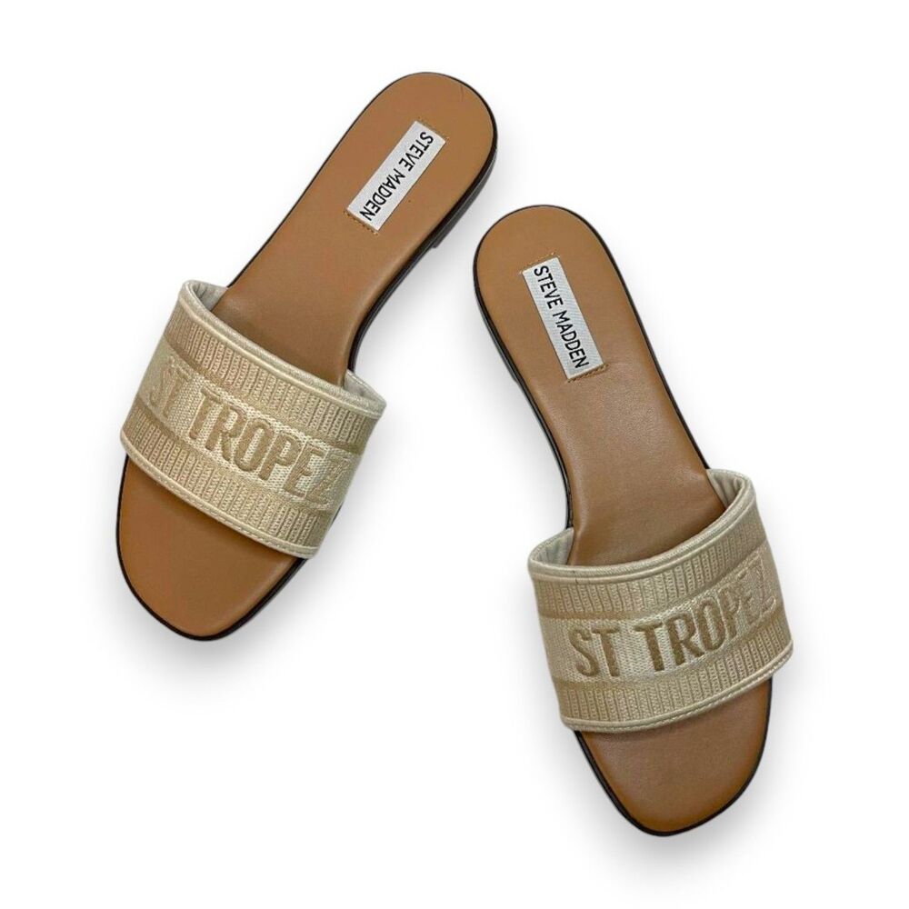 STEVE MADDEN Knox St Tropez Slide - Gold, Size 8